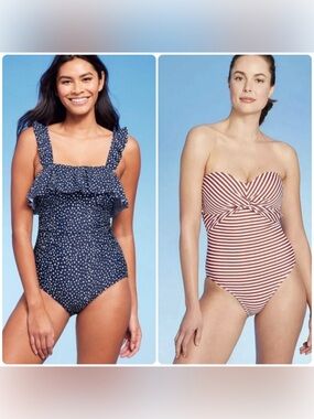 Kona Sol Polka Dot and Stripe Swimsuit Bundle
